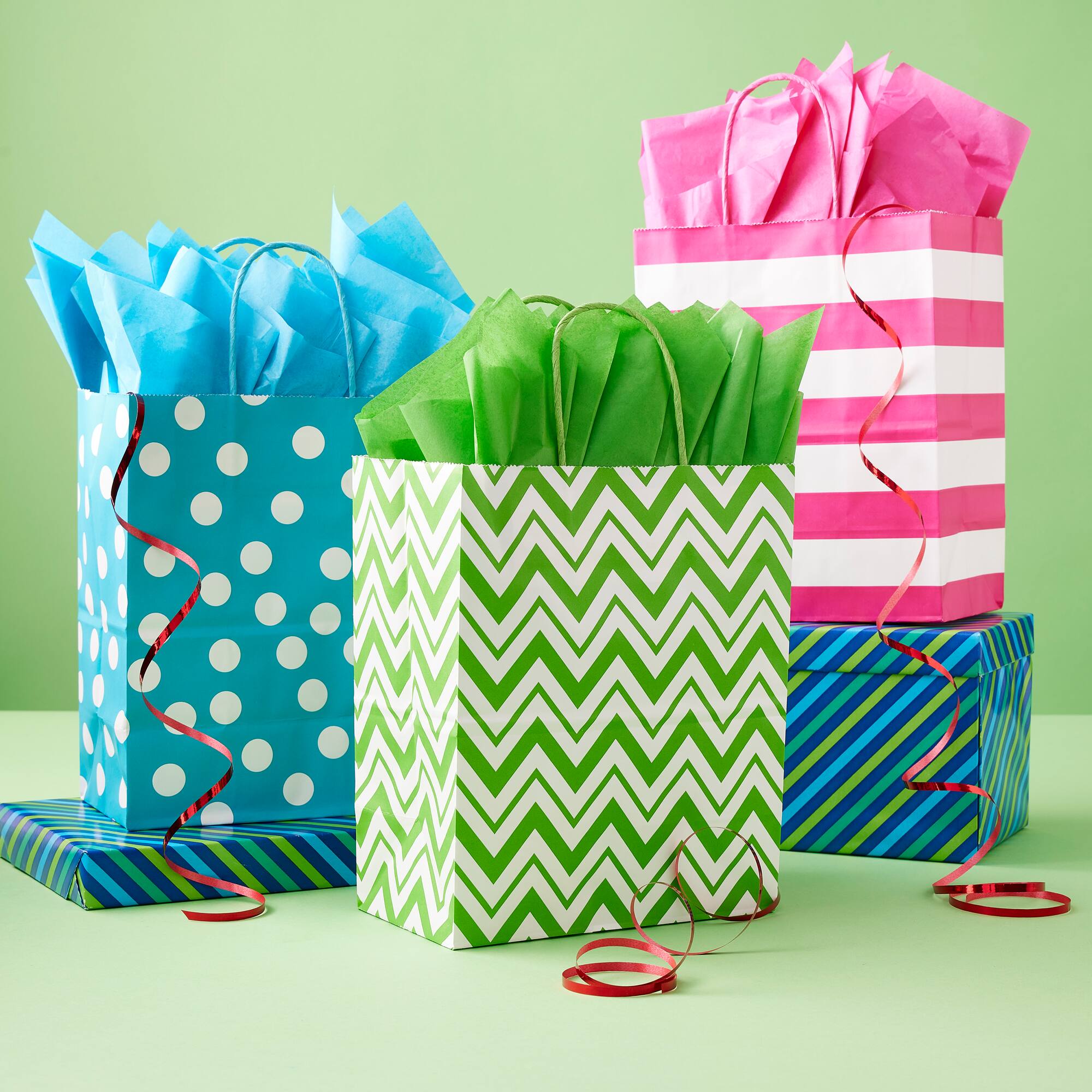 10" Dots & Chevron Paper Bag Value Pack by Celebrate It™